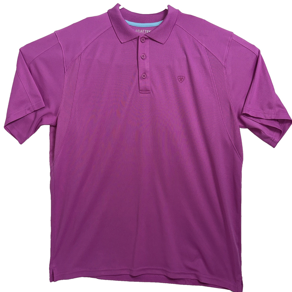 AriatTEK Men's Large Pink Performance Polo Shirt Moisture Wicking Golf